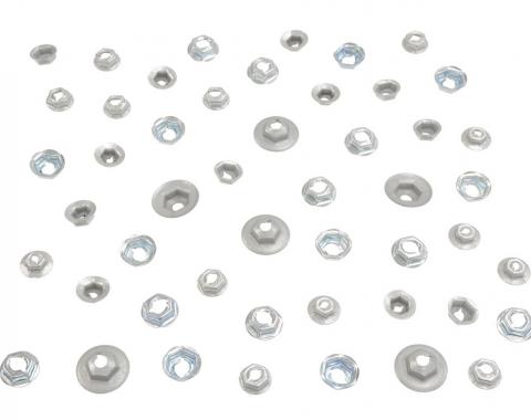 Redline Restomotive® 1969 Chevrolet Corvette 50 Piece Exterior Trim And Emblem Thread Cutting Speed Nuts