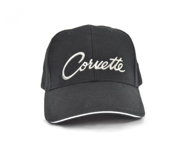 Hat- Black With Liquid Metal Corvette Script