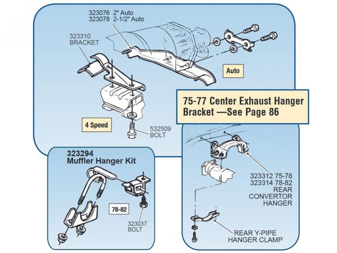 68-78 Exhaust Hanger Bracket - 2 1/2" Center With Automatic Transmission