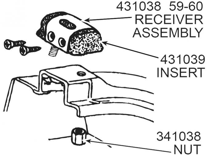 59-60 Hardtop Receiver - With Rubber Insert And Mounting Kit