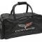 Black Leather C6 Embroidered Emblem Duffel / Travel Bag