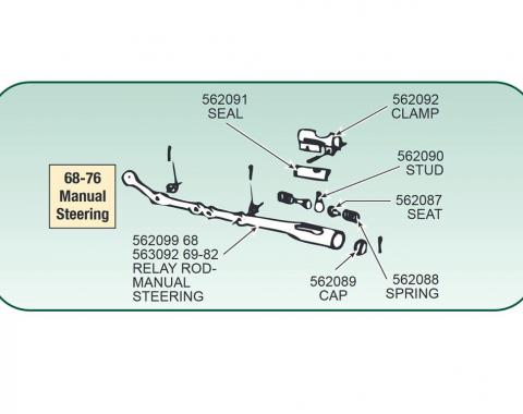1963-1976 Manual Steering Relay Rod Rebuild Set - w/o PS