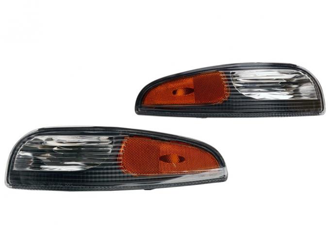 97-04 Euro Black Front Parking / Turn Signal Lamp / Side Marker Lights - Pair
