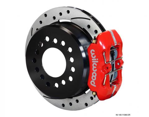 56-62 Wilwood Dynalite Rear Red Caliper Drilled / Slotted Rotor Brake Upgrade