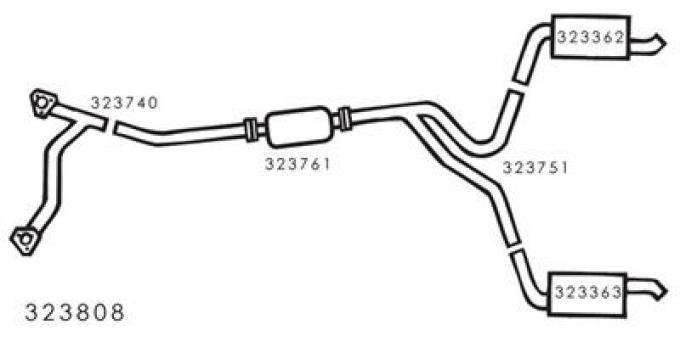 1976 Exhaust System with Converter without Air Injector Pump Except California