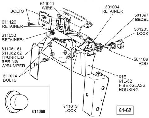 61 Trunk Lid Spring - Pop Up With Bumper
