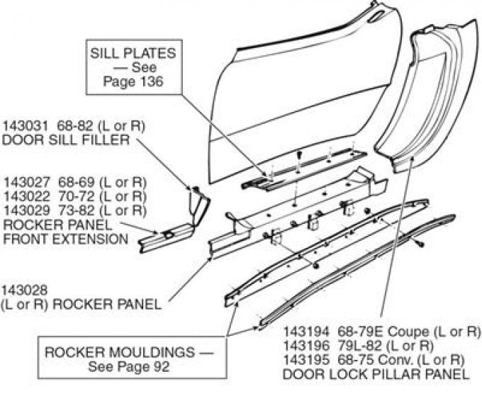 73-82 Rocker Panel Extension - Left Front Press Moulded