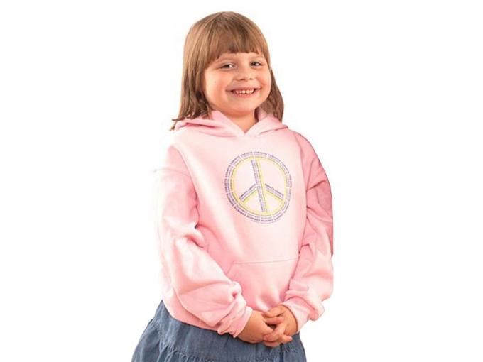 Girls Pink Sweatshirt With Peace Sign