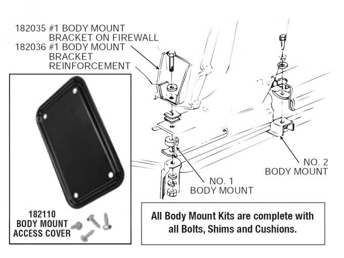 63-67 Body Mount Bracket - #1 On Firewall Reinforcement