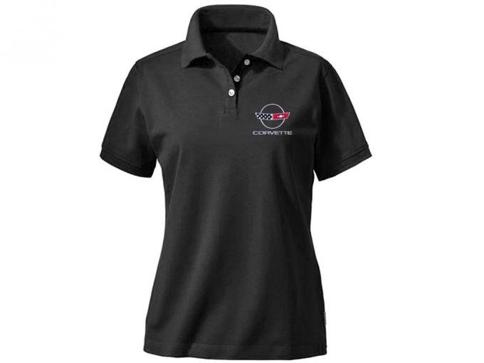 Polo Shirt - Womens Black Devon & Jones Fine Pima Pique - C1 through C6 Logo