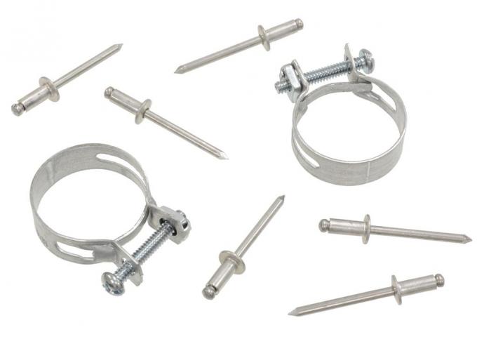 68-75 Coupe Rear Plenum Drain Hoses / Tubes Clamps and Rivet Mount Kit