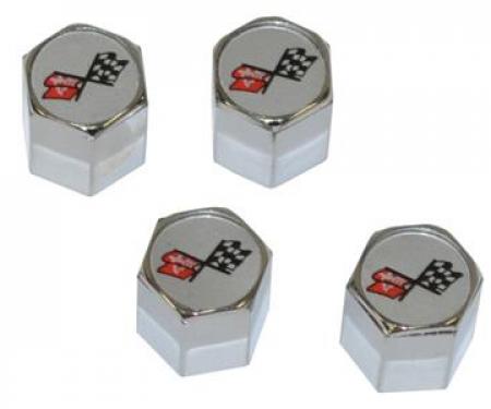 Crossflag Logo Valve Stem Caps Set of 4