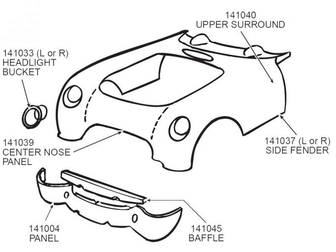 53-55 Fender Body Panel - Right Side Fender Upper