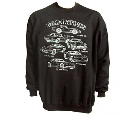 Sweatshirt - Black With Embroidered Corvette Generations