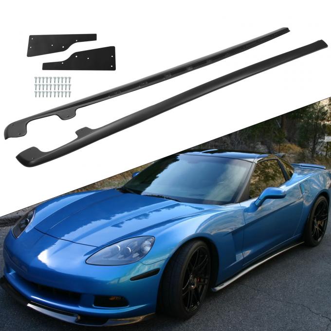 Corvette Fiberglass Side Skirts & Flaps, ZR1 Style for Base Model, 2005-2013