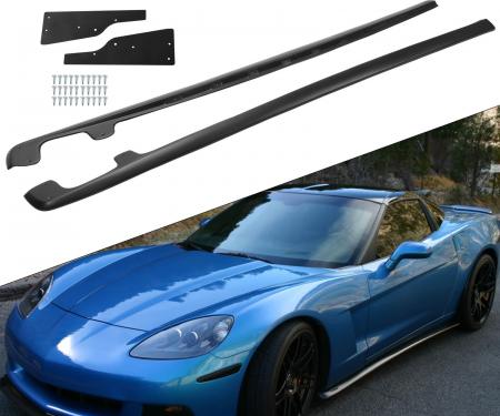 Corvette Carbon Flash Finish Side Skirts & Flaps, ZR1 Style for Base Model, 2005-2013