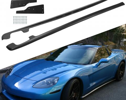 Corvette Carbon Flash Finish Side Skirts & Flaps, ZR1 Style for Base Model, 2005-2013