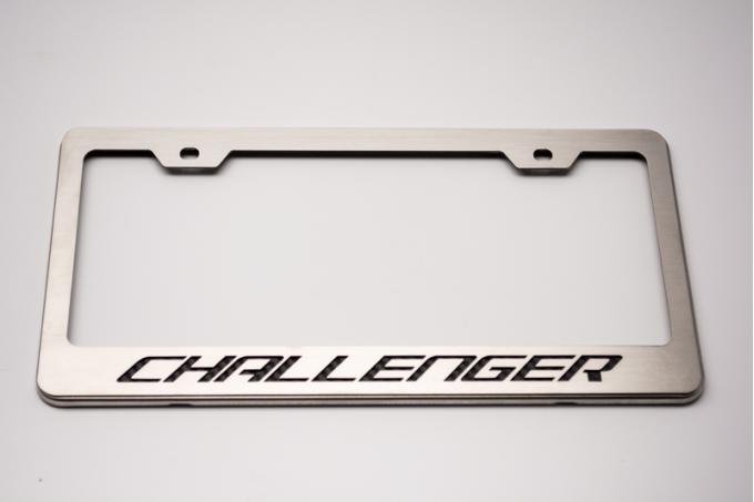 Custom License Plate Frame with "Challenger" Lettering, Bright Red Solid