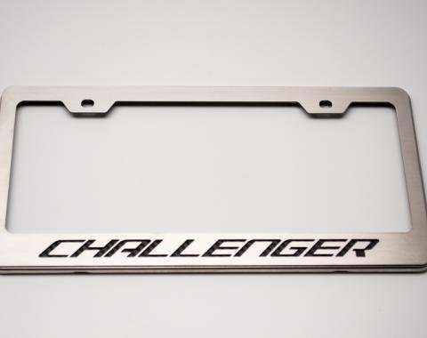 Custom License Plate Frame with "Challenger" Lettering, Bright Red Solid