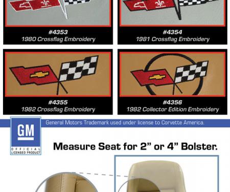 CA 1979-1981 Chevrolet Corvette Embroidered Leather Seat Covers Leather/Vinyl Original 4" Bolster 420148E | 78-81 Dark Blue