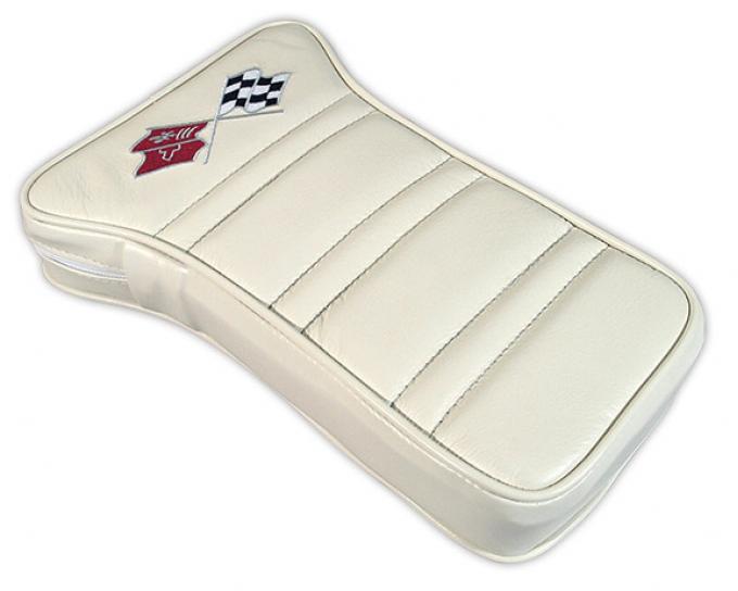 Corvette America 1976-1977 Chevrolet Corvette Center Armrest Embroidered Leather 414976E | 76-77 White