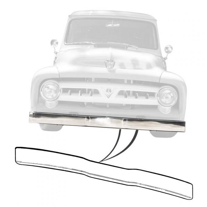 Dennis Carpenter Bumper - Front - Stainless - No Holes - 1953-56 Ford Truck     TAAA-17750-NH