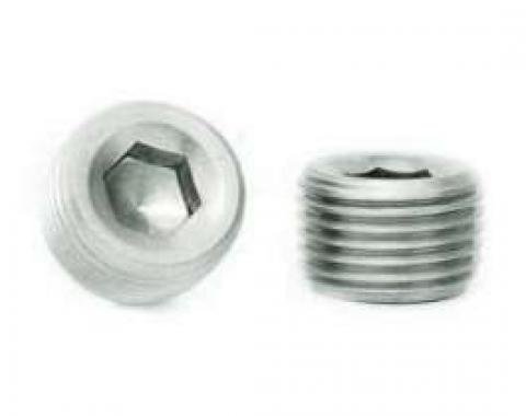 Firebird Intake Manifold Hole Plug, 1/2 Pipe Thread, Recessed Socket Drive, Stainless Steel, 1967-1969