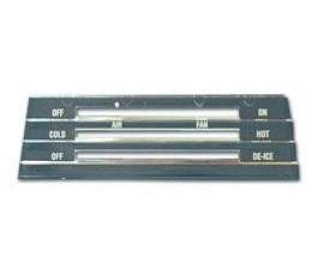 Firebird Heater Control Panel Lens, For Cars Without Air Conditioning, 1968