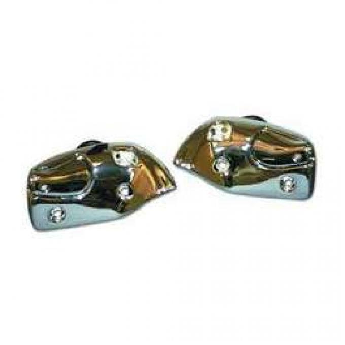 Firebird Sunvisor Brackets, Convertible, Polished Chrome, 1967