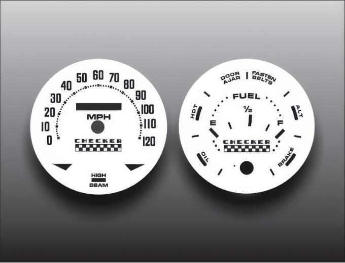 Whitegauges 1960-1982 Checker Marathon 120 MPH White Face Gauges 6082CM-2349