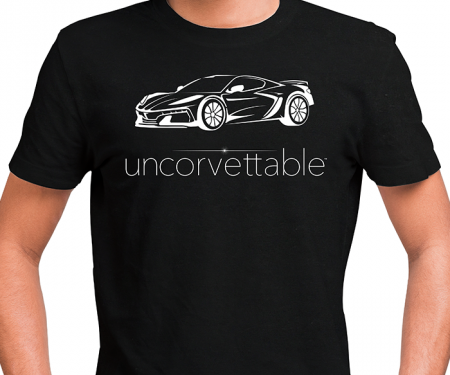 Corvette Depot "Uncorvettable" Unisex Tee, with 8th Generation Corvette, Black