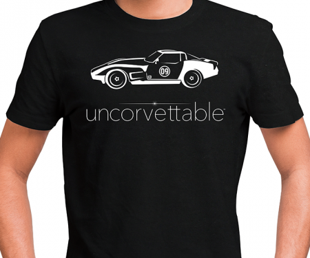 Corvette Depot "Uncorvettable" Unisex Tee, with 3rd Generation Corvette, Black
