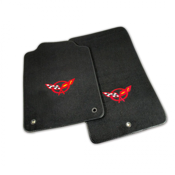 Corvette Mats, Black Tru-Vette with C5 Logo (90), 1997-2004