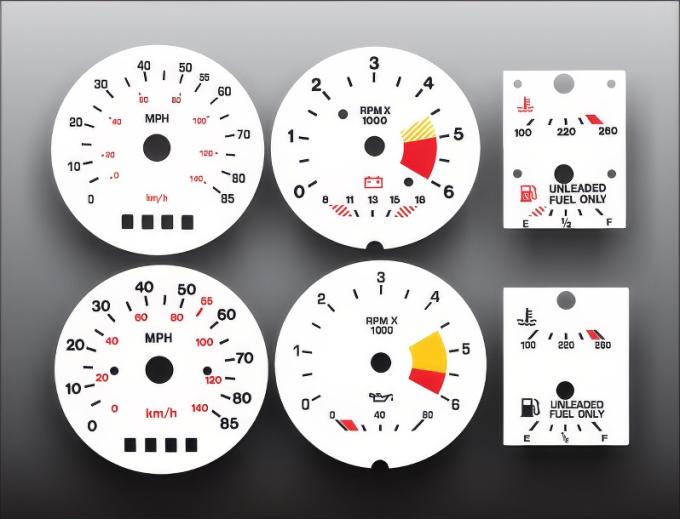 Whitegauges 1984-1988 Pontiac Fiero Base Sport 2.5L i4 Coupe White Face Gauges 8488PF-178