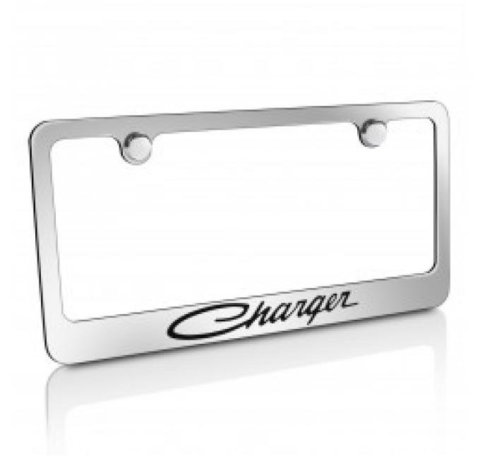 Charger Chrome Elite License Frame, Charger Word in Script