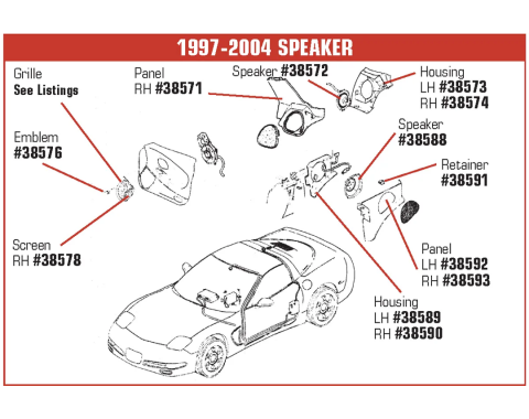 Corvette Speaker Emblem, Front, 1997-2004