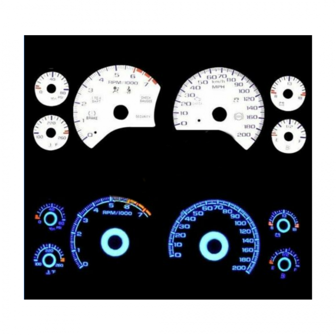 Corvette White Face Gauge Set, 1997-2004