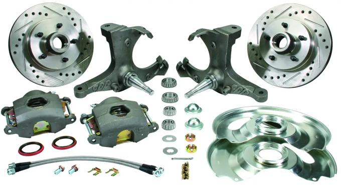Classic Performance Front Disc Brake Kit w/ Stock Height Spindles for 63-70 C10, 12" Vented Rotor, 5 x 5 6370SWBK-5S