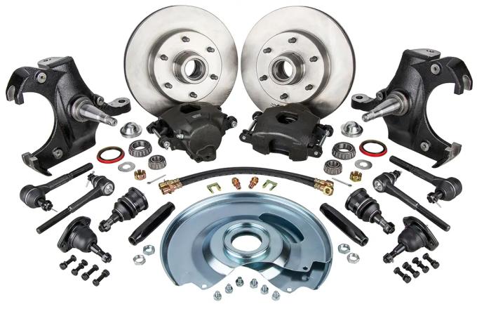 Classic Performance Front Disc Brake Kit with 2.5" Drop Spindles with Ball Joints, Tie Rods & Sleeves 6370SWBK-6D