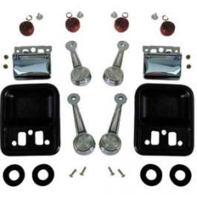 Window Crank Kit, Black/Clear, 4 Door, Falcon, Fairlane, Torino, 1968-1969