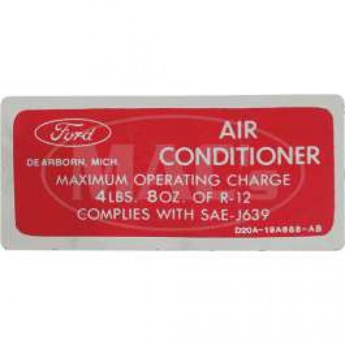 Air Cond Charge Decal (Red), Montego, 1972-1973