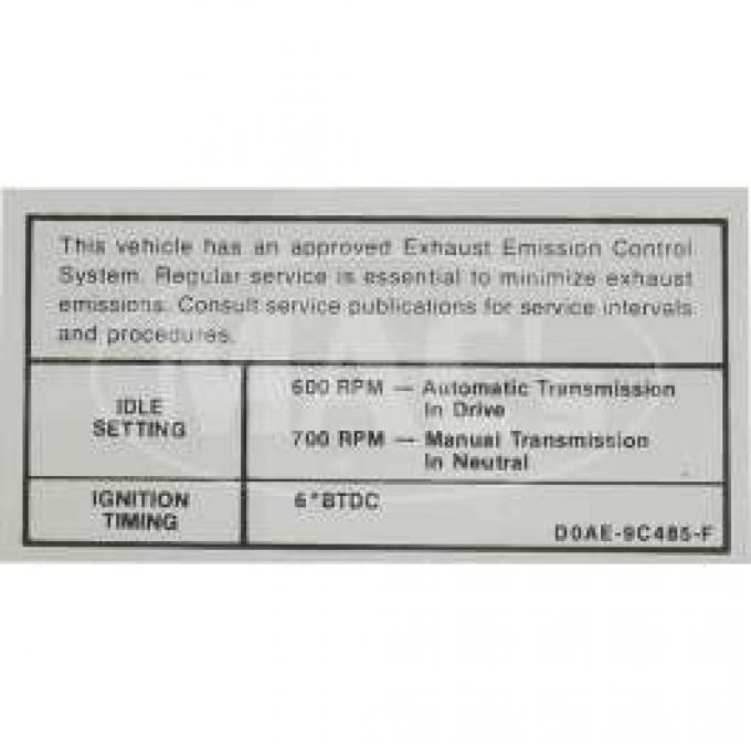 Emission Decal, 351-4V AT/MT (Before 10/1), Galaxie, 1970