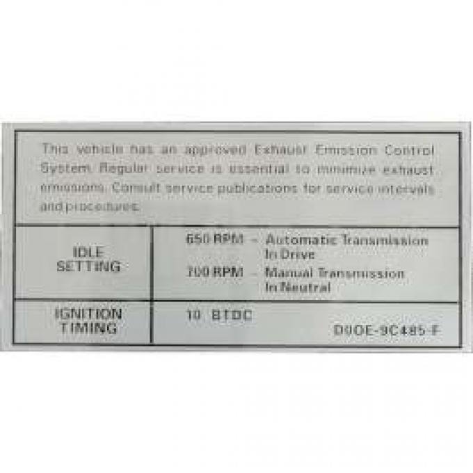 Emission Decal, 429cj AT/MT (Before 10-1), Montego, 1970