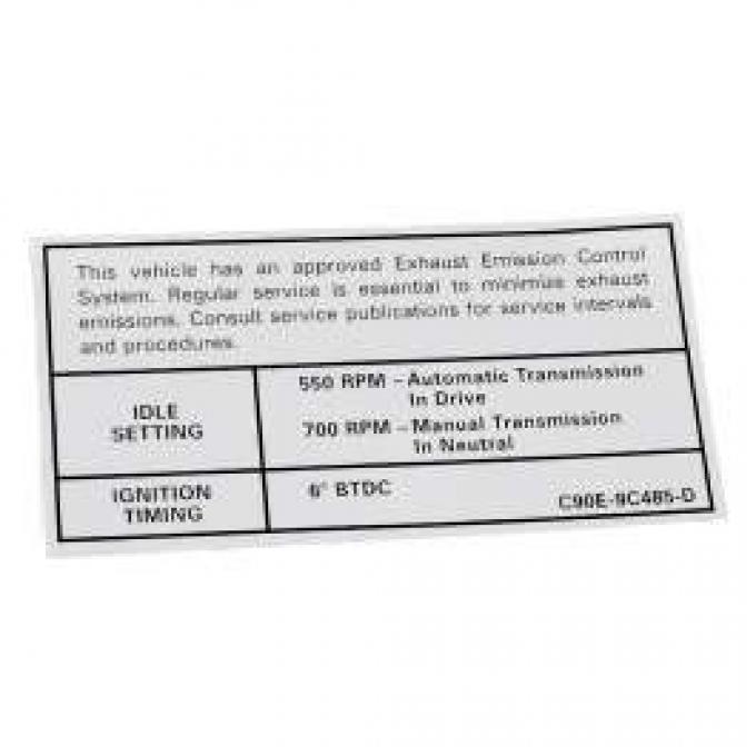 Emission Decal, 390 GT AT/MT, Montego, 1969