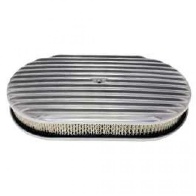 Ford Air Cleaner, Oval Full Finned Polished Aluminum, 15