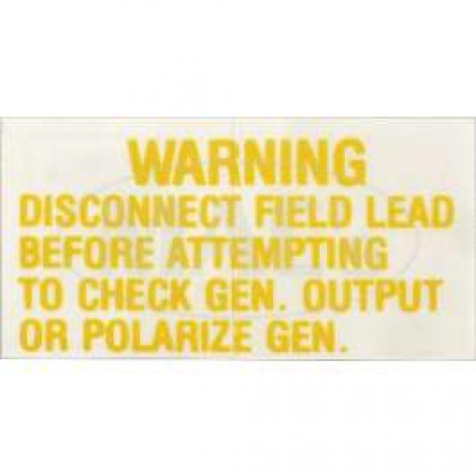 Voltage Regulator Warning Decal, Falcon, Fairlane, Galaxie, Ranchero, 1962-1969