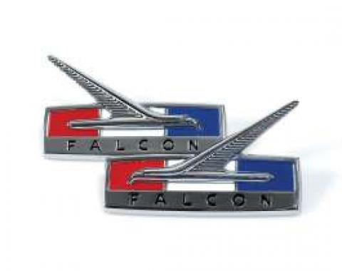 Fender Ornaments - Chrome With Red, White and Blue Highlights and Recessed Black Lettering