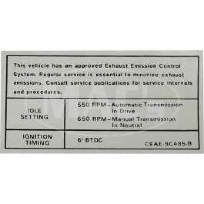 Emission Decal, 302/351-4V AT/MT, Montego, 1969-1971
