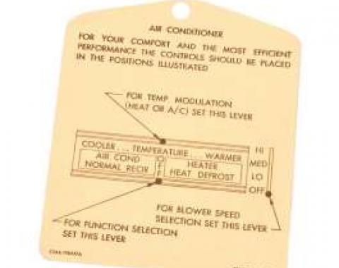 Instruction Tag, Heater, Galaxie, 1965