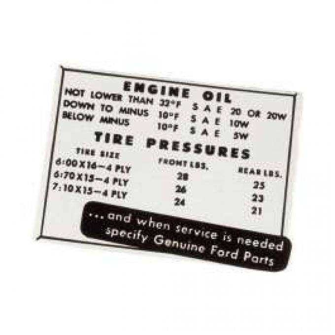 Tire Pressure Decal